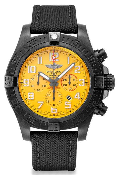 Breitling Avenger Hurricane Black and Yellow Watch on MIlitary 